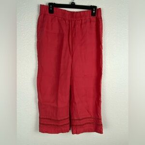 J Jill love Linen red pull on pants 100% linen casual breathable size SP